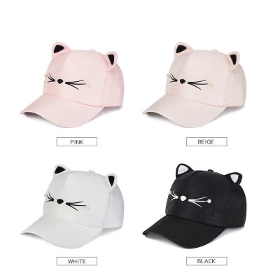 s Girls Fashion Cute Cat Ears Pearl Baseball Cap Visor Hat Snapback  eb-26947894